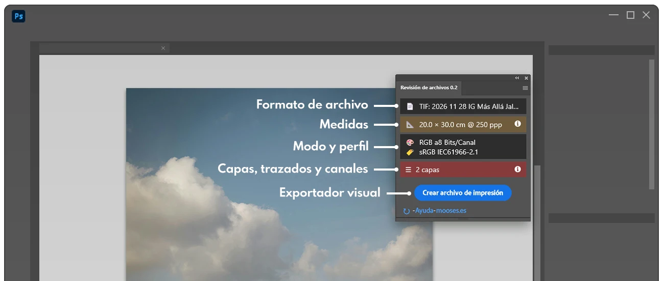 Panel gratis en Photoshop para revsiar imágenes para imprimir Panel gratis en Photoshop para revsiar imágenes para imprimir